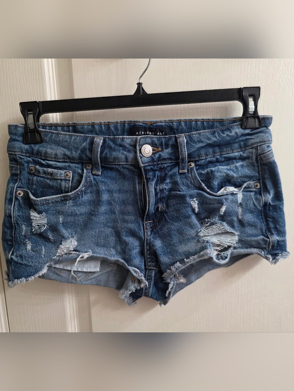 Aeropostale Women's Distressed Denim Jean Shorts - Blue